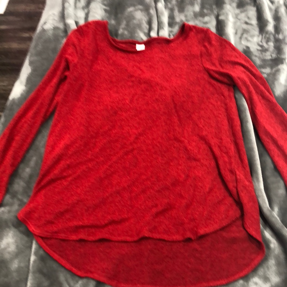 plain red blouse. thin cozy and festive.